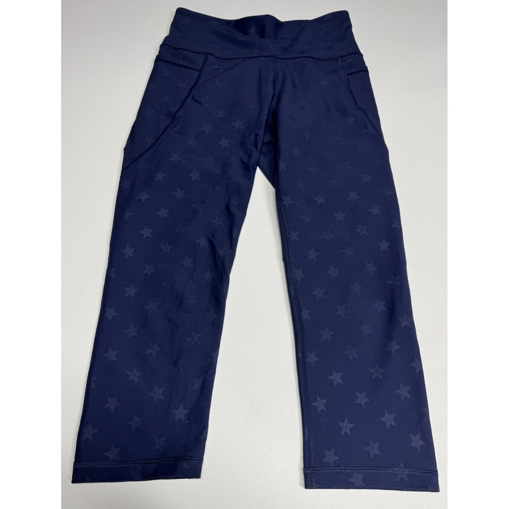 Old Navy cropped leggings women medium Stars Active Power Soft blue Pockets